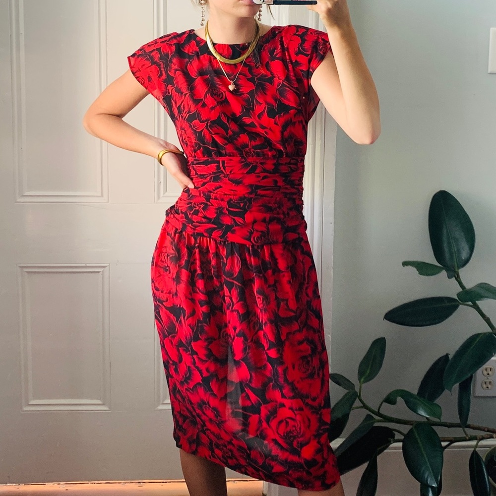SCARLETT vintage 80s floral midi dress